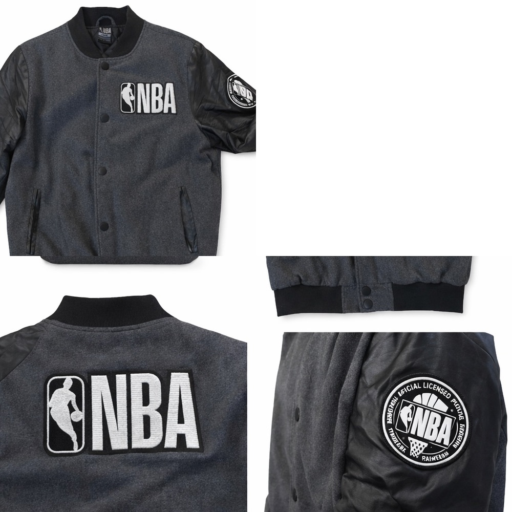 NBA Gray and‎ Black Bomber Jacket